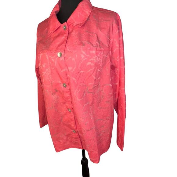 d & co Ladies iridescent microfiber oyster shell cottage core Y2K coral shacket - Picture 1 of 9